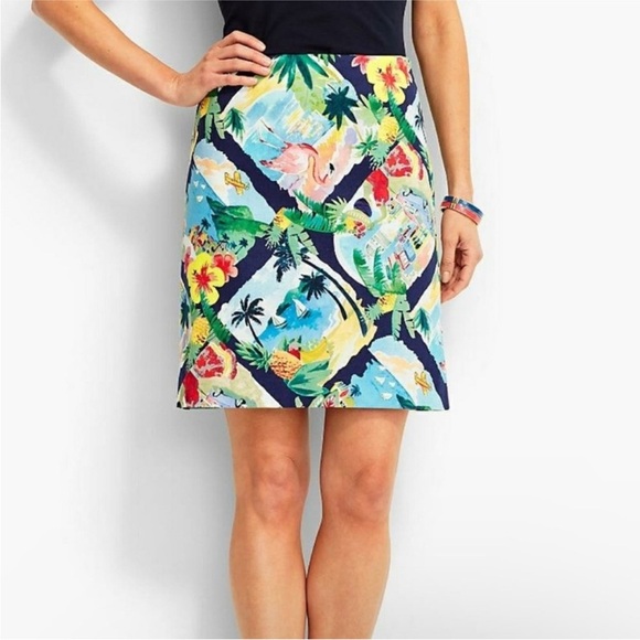 TALBOTS Tropical Caribbean Postcard Pencil Skirt Size 8 - Picture 1 of 8